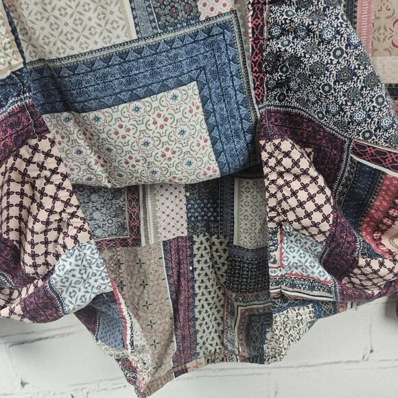 Benotti Patchwork Blouse Shirt Womens XL Long Sleeve Retro Bohemian Boho Hippie - Picture 10 of 16